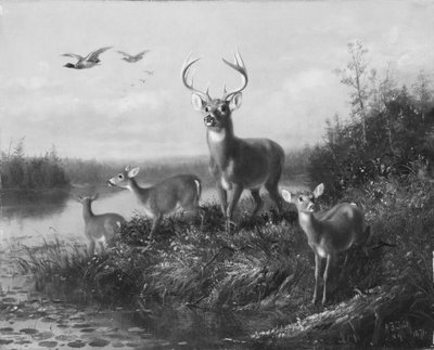En el Qui Vive, Ciervo y Tres Ciervas, 1871 de Arthur Fitzwilliam Tait
