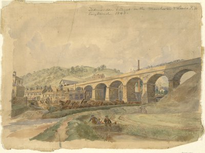 Viaducto de Todmorden en el ferrocarril de Manchester y Leeds, Inglaterra 1843 de Arthur Fitzwilliam Tait