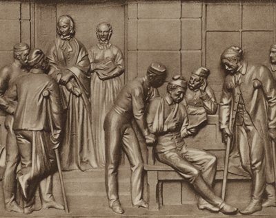 Florence Nightingale visitando pacientes, socorro en el hospital de Woolwich, Londres (fotografía en B/N) de Arthur George Walker