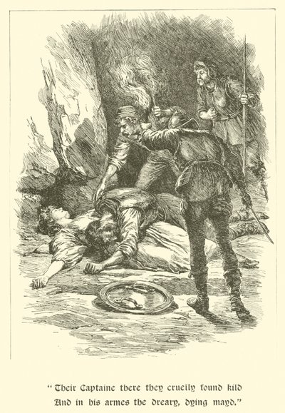 Sir Calidore, caballero de la cortesía, en la guarida de los bandidos de Arthur George Walker