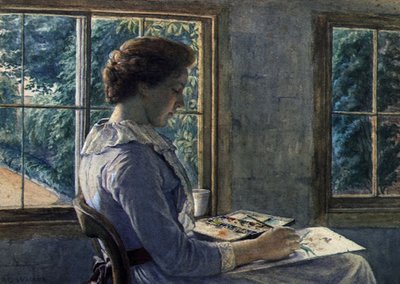 Mujer pintando de Arthur George Walker