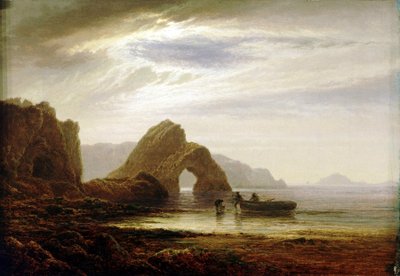Luz de luna en Giltar Point, cerca de Tenby (Inglaterra), desde el sur. Óleo sobre lienzo, hacia 1872-1874, de Arthur Gilbert (1819-1885). de Arthur Gilbert