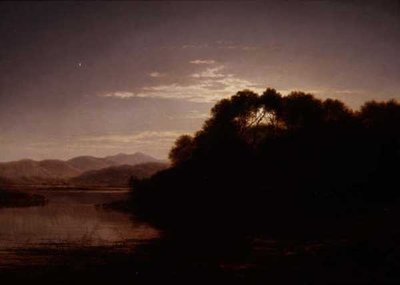Salida de la luna en la orilla de un lago de Arthur Gilbert