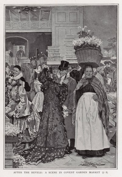 Después de las fiestas - una escena en el Mercado de Covent Garden de Arthur Herbert Buckland