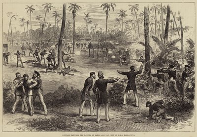 Conflicto entre los nativos de Samoa y la tripulación del HMS Barracouta de Arthur Hopkins