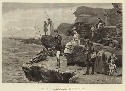 Pescando en Filey Brigg, Yorkshire de Arthur Hopkins