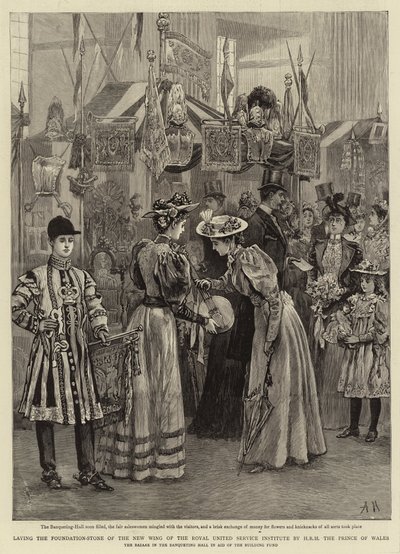 Colocación de la primera piedra de la nueva ala del Royal United Service Institute por S.A.R. el Príncipe de Gales de Arthur Hopkins