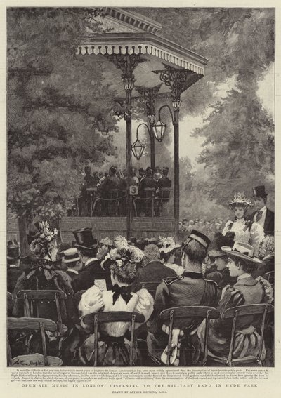 Música al aire libre en Londres, escuchando a la banda militar en Hyde Park de Arthur Hopkins
