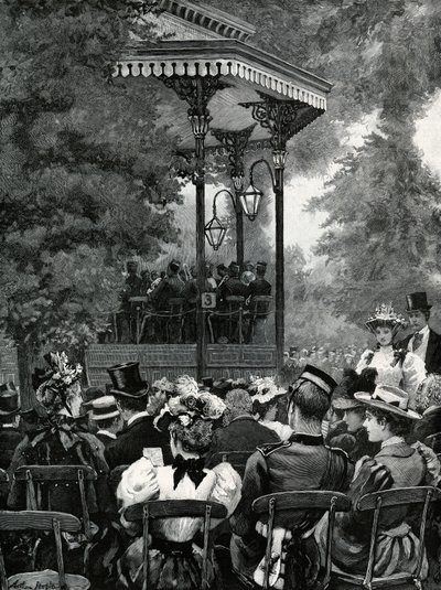 Música al aire libre en Londres: Escuchando a la banda militar en Hyde Park de Arthur Hopkins