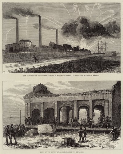 La explosión de la fábrica de cohetes en Woolwich Arsenal de Arthur Hopkins