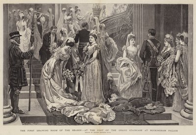 El primer salón de la temporada, al pie de la Gran Escalera en el Palacio de Buckingham de Arthur Hopkins