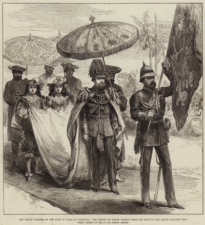 El Gran Capítulo de la Estrella de la India en Calcuta, el Príncipe de Gales pasando de su Tienda al Gran Capítulo de Arthur Hopkins