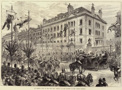La visita de la Reina al East End, llegada de Su Majestad al Hospital de Londres de Arthur Hopkins