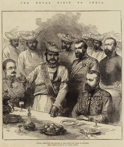 La Visita Real a India, Scindia Proponiendo la Salud del Príncipe de Gales en Gwalior de Arthur Hopkins