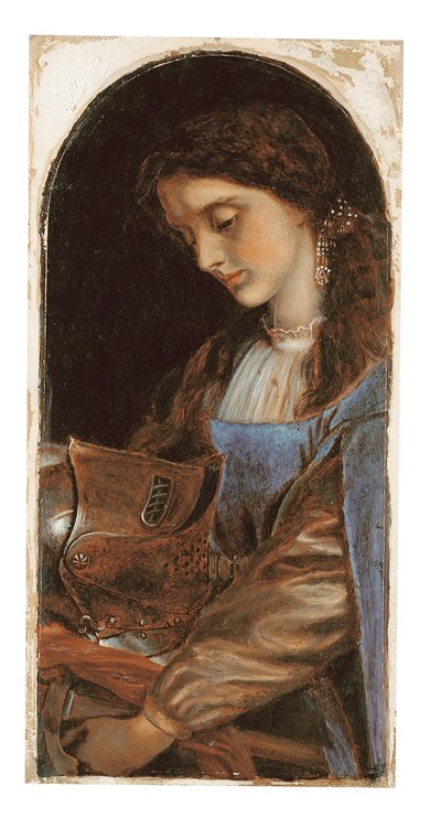 Elaine con la armadura de Lancelot, 1870 de Arthur Hughes