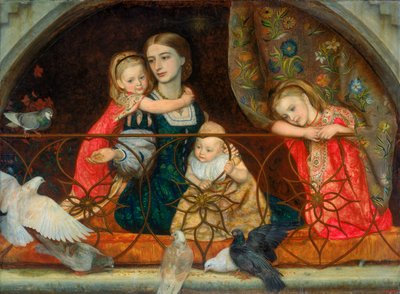 Sra. Leathart y Sus Tres Hijos, c.1863-65 de Arthur Hughes
