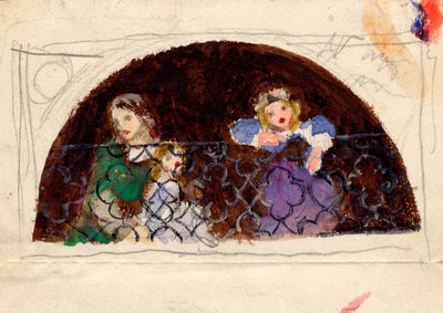 Boceto para retrato de la Sra. Leathart y niños de Arthur Hughes