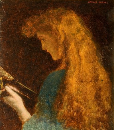 Estudio de la cabeza de una niña de Arthur Hughes