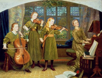 El cuarteto en casa: Sra. Vernon Lushington y sus hijos, 1883 de Arthur Hughes