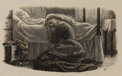 La muerte del niño más pequeño, c.1865 (tinta sobre papel) de Arthur Hughes