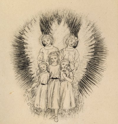 Tres niños pequeños en la vasta tierra de Arthur Hughes