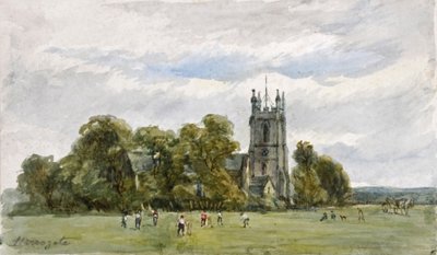 Cricket on the Stray, in front of Christ Church, High Harrogate (acuarela) de Arthur J. Stark
