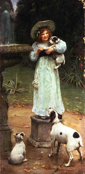 El favorito de la camada (óleo sobre lienzo) de Arthur John Elsley