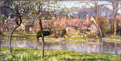 Casas y un río de Arthur Joseph Gaskin