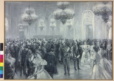 Recepción en la corte con motivo de la visita del emperador Guillermo II a Budapest 1897 de Arthur Lajos Halmi