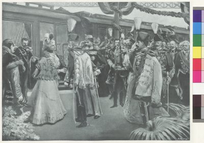 Recepción de la pareja real rumana en la estación de Budapest de Arthur Lajos Halmi