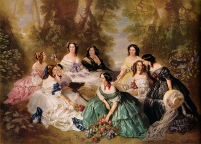 La emperatriz Eugenia rodeada por sus damas de compañía, c. 1920 de Arthur Leonard Cox