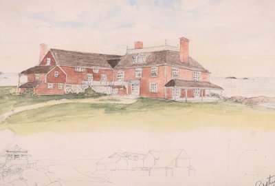 Casa de madera cerca del agua, quizás una idea temprana para Cliffs, Manchester, Mass..., ca. 1879 de Arthur Little