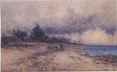 sin título (recogiendo algas antes de la tormenta, playa de Sandringham) de Arthur Merric Boyd