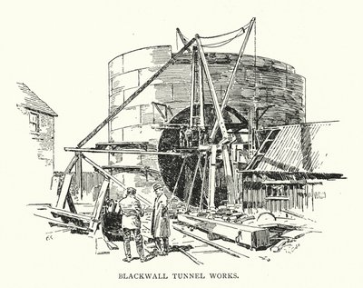 Obras del túnel de Blackwall (litografía) de Arthur Moreland