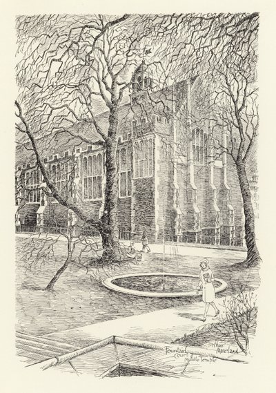 Fountain Court, Middle Temple (litografía) de Arthur Moreland