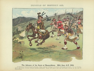 El avance de los escoceses en Bannockburn. 24 de junio de 1314 (litografía en color) de Arthur Moreland
