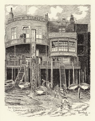 The Grapes Inn, Limehouse (litografía) de Arthur Moreland