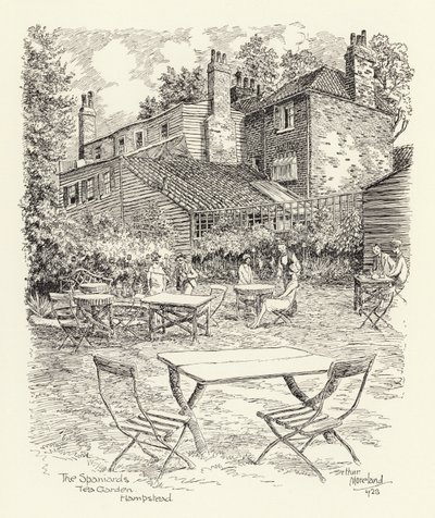 The Spaniards Tea Garden, Hampstead (litografía) de Arthur Moreland
