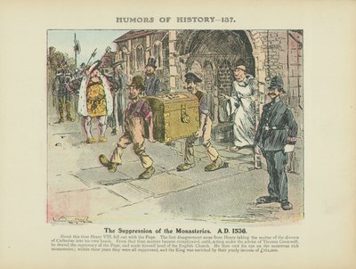 La supresión de los monasterios. 1536 d.C. (litografía en color) de Arthur Moreland