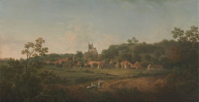 Vista lejana del pueblo y la iglesia de Hythe, Kent de Arthur Nelson
