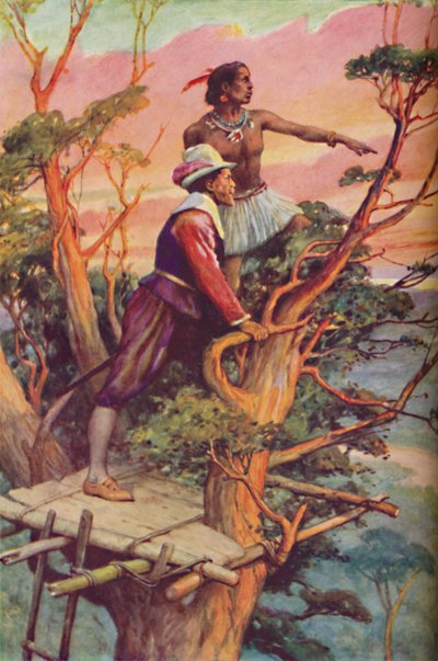 Sir Francis Drake - El primer inglés en ver el Pacífico, c. 1925 de Arthur Percy Dixon