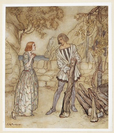 ACTO III: Escena I, línea 15
Ay, ahora, te lo ruego, no trabajes tanto. de Arthur Rackham