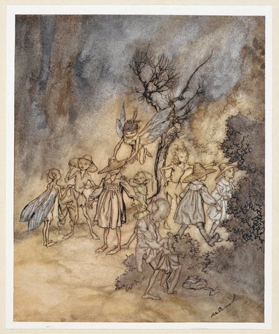 ACTO IV: Escena I, línea 138
Entran unas Segadoras, debidamente ataviadas.
Juno y Ceres envían a Iris a buscar a algunas ninfas y parcas para representar una danza campestre. de Arthur Rackham