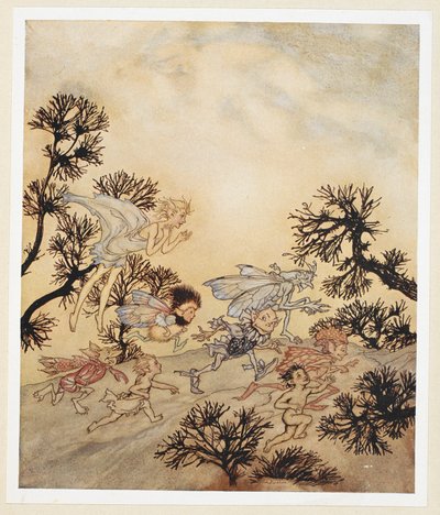ACTO IV: Escena I, línea 259
Ve a embestir a mis duendes para que
rechinen sus articulaciones
Con convulsiones secas de Arthur Rackham