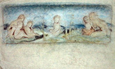 Un niño entre hadas, estudio para una pintura al óleo de Arthur Rackham