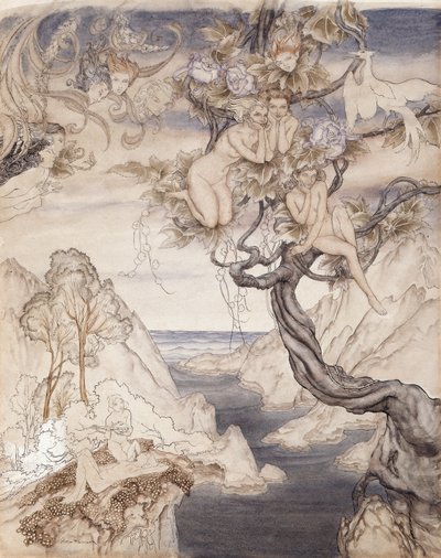 Una canción de hadas, dibujada para el Acto II, escena ii, de El sueño de una noche de verano de Arthur Rackham