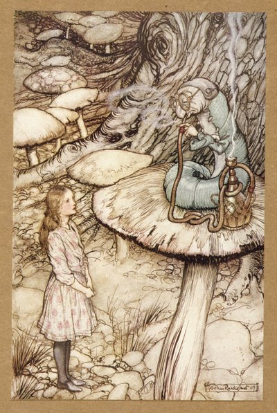 Consejo de una oruga, de Las aventuras de Alicia en el país de las maravillas, de Lewis Carroll, pub. 1907 de Arthur Rackham