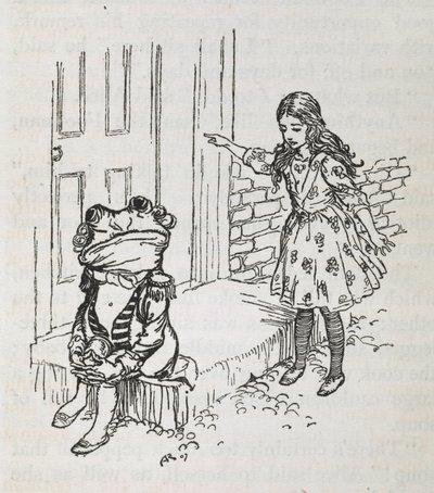 Alicia y una rana vestida de lacayo de Arthur Rackham