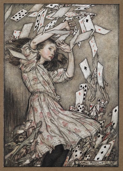 Alicia y la baraja que se cae de Arthur Rackham