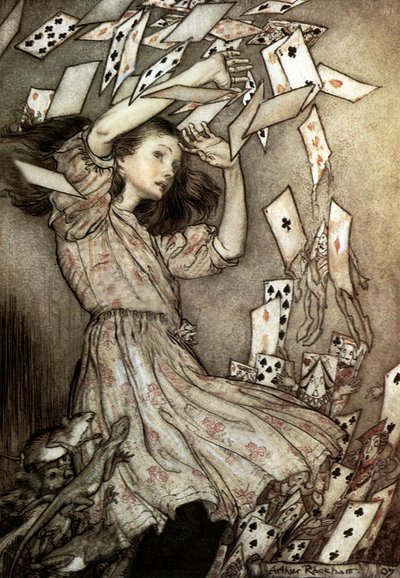 Las aventuras de Alicia en el país de las maravillas (Alicia a través del espejo), de Lewis Carroll, ilustración de Arthur Rackham en 1907. de Arthur Rackham